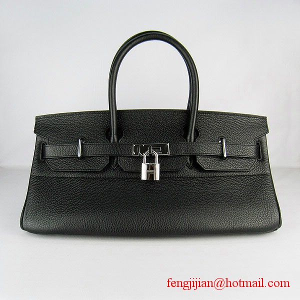 Hermes Birkin 42cm Togo Leather Bag 6109 Black silver padlock